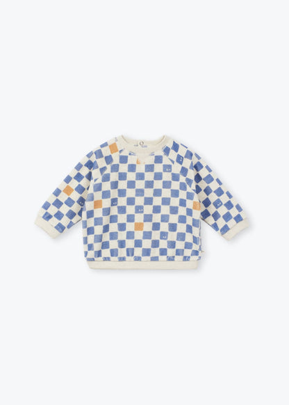 Arsène et les Pipelettes - Baby Langarmshirt blau-weiß kariert