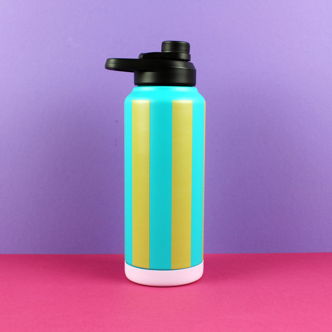 Ava & Yves - Kinder Trinkflasche Streifen türkis-gold 1000ml