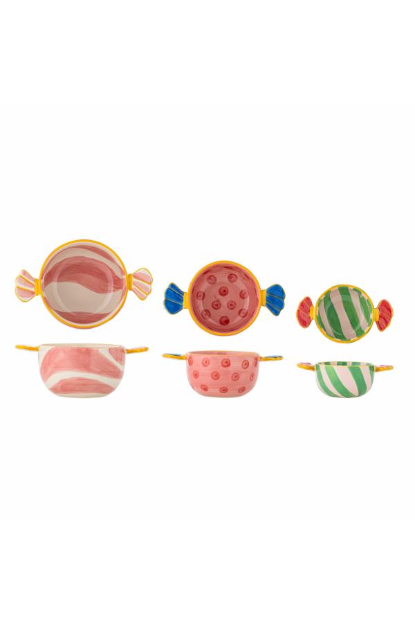 Bloomingville - Caramella Schale, bunt, Steingut 3-er Set