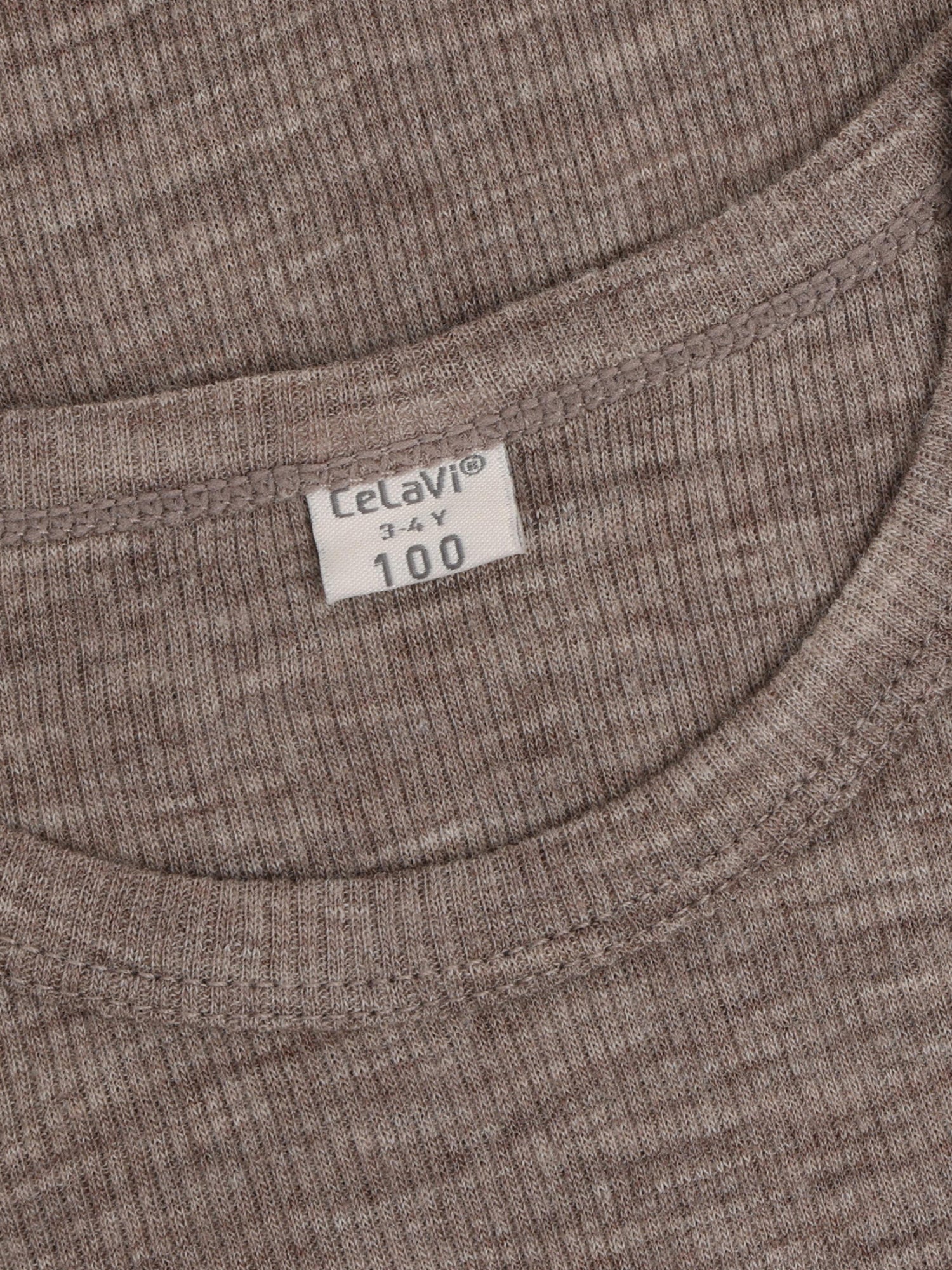 CeLaVi - Kinder Langarmshirt 100 % Wolle braun