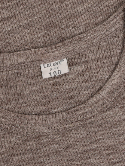 CeLaVi - Kinder Langarmshirt 100 % Wolle braun