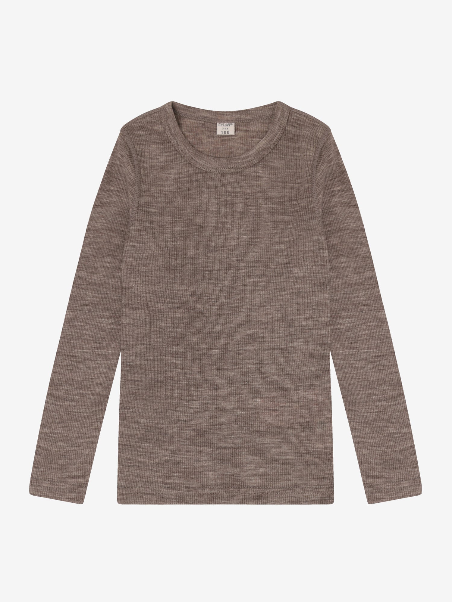 CeLaVi - Kinder Langarmshirt 100 % Wolle braun