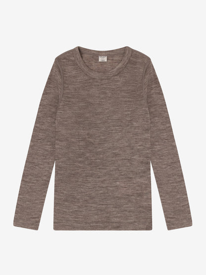 CeLaVi - Kinder Langarmshirt 100 % Wolle braun