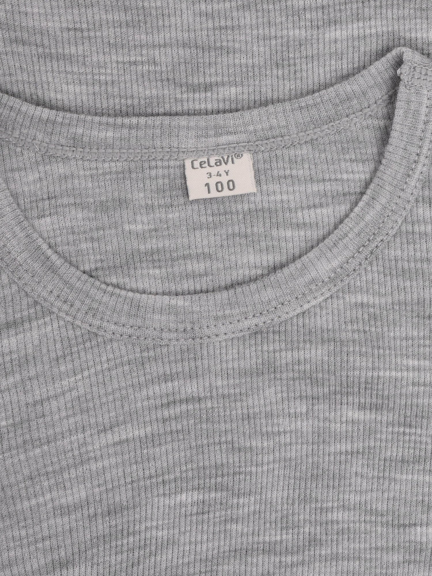 CeLaVi - Kinder Langarmshirt 100 % Wolle grau