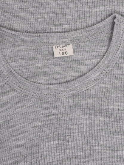 CeLaVi - Kinder Langarmshirt 100 % Wolle grau