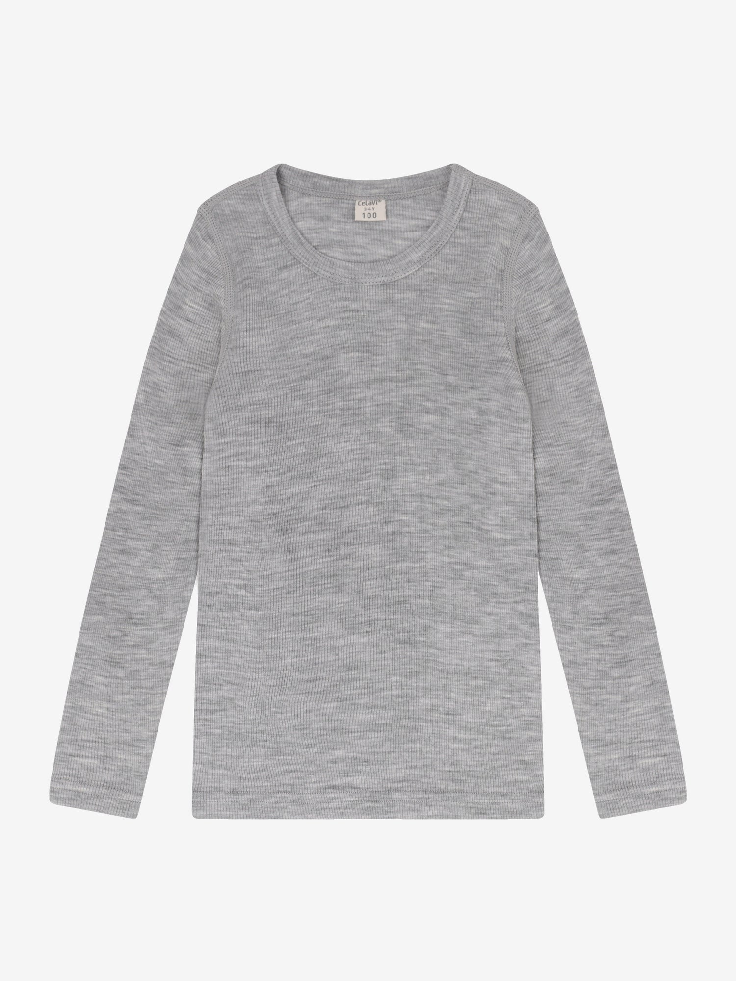 CeLaVi - Kinder Langarmshirt 100 % Wolle grau
