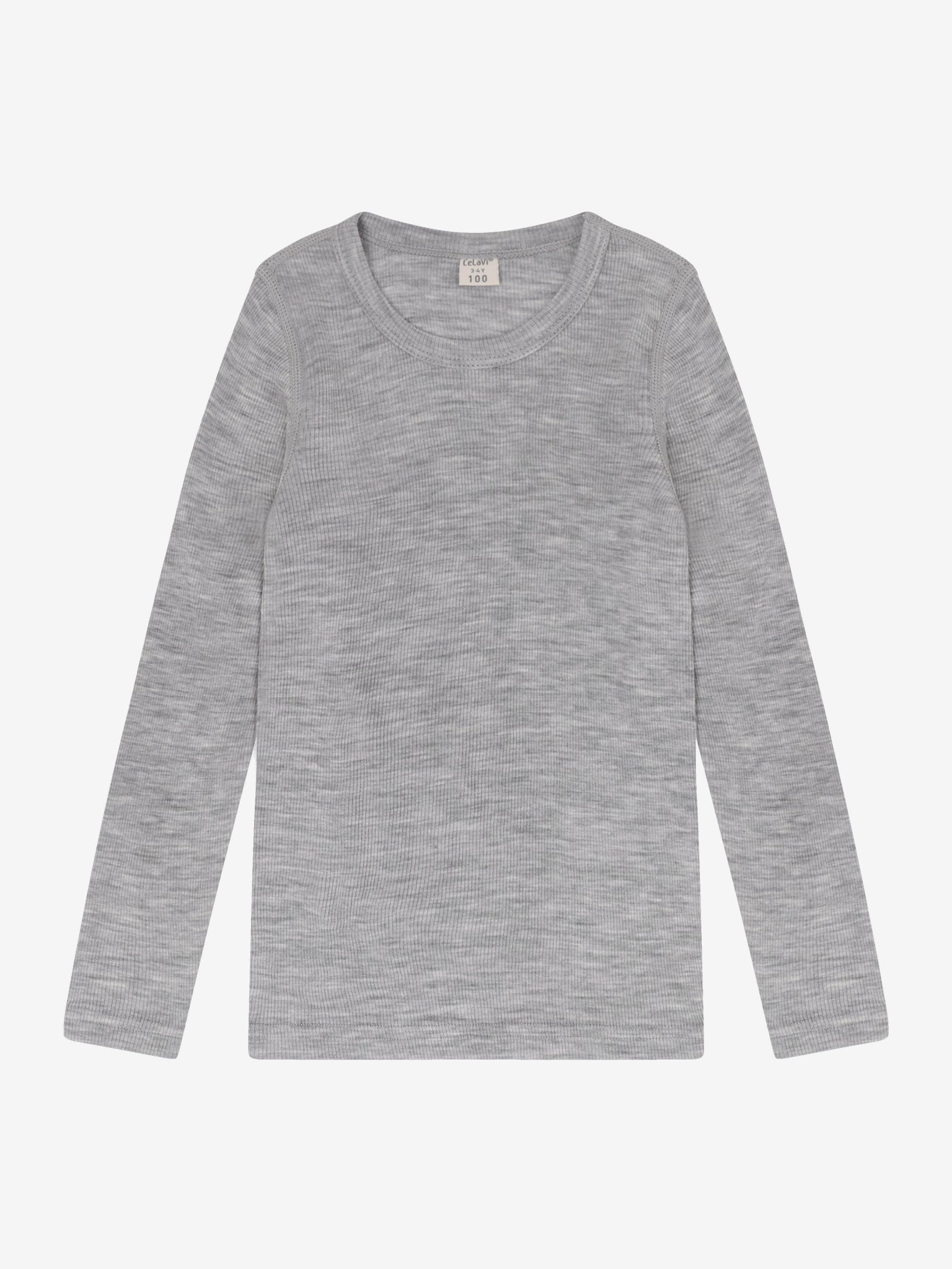 CeLaVi - Kinder Langarmshirt 100 % Wolle grau