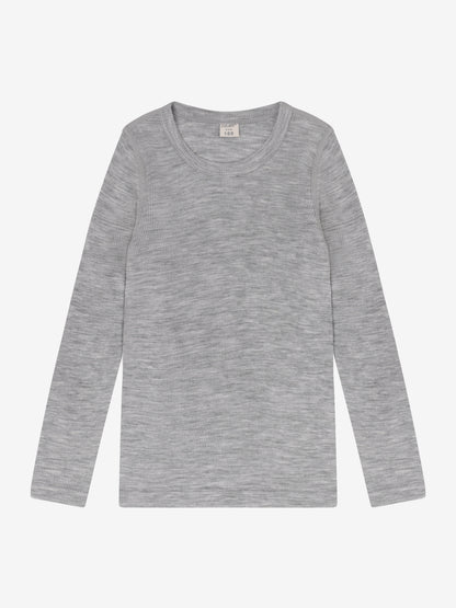 CeLaVi - Kinder Langarmshirt 100 % Wolle grau