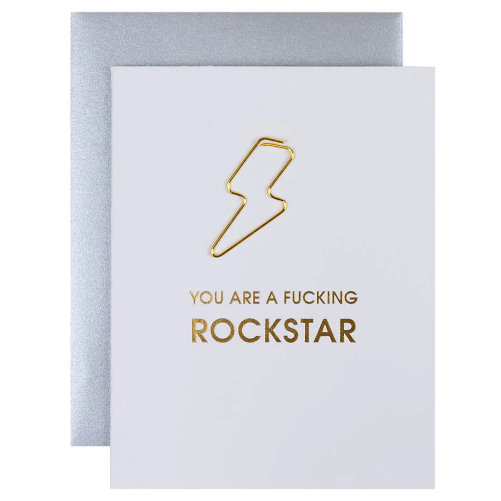 Chez Gagné - Klappkarte Fucking Rockstar mit goldener Büroklammer