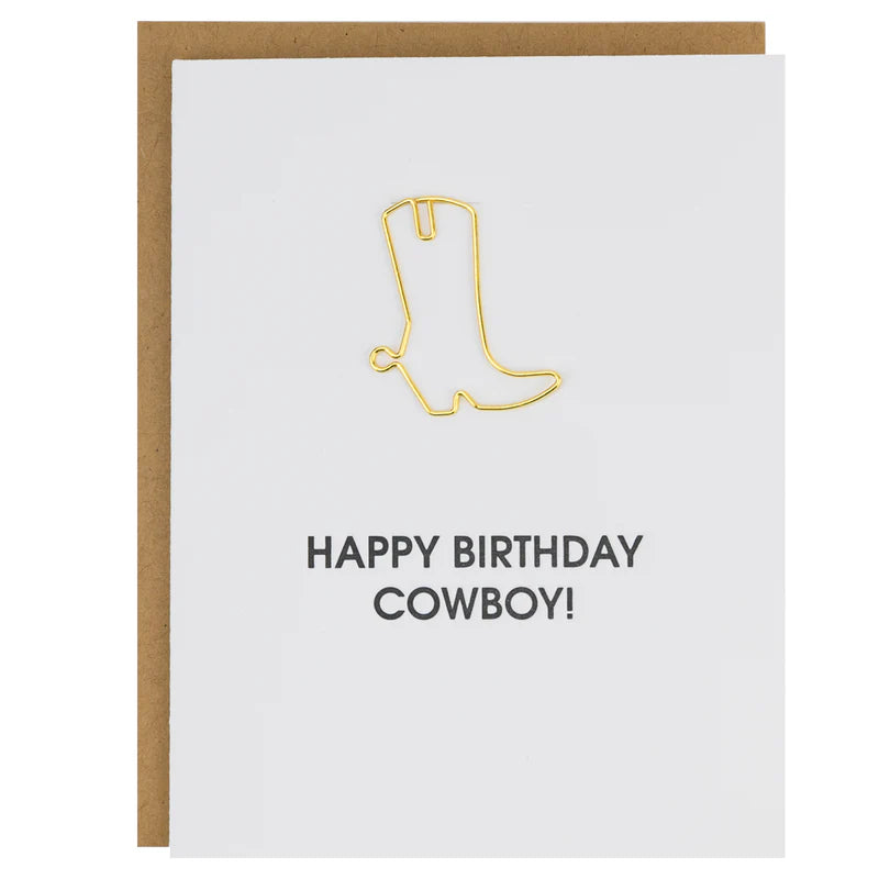 Unsere „Happy Birthday, Cowboy“-Karte wurde im Buchdruckverfahren auf einer alten Druckmaschine im sonnigen Kalifornien gedruckt.