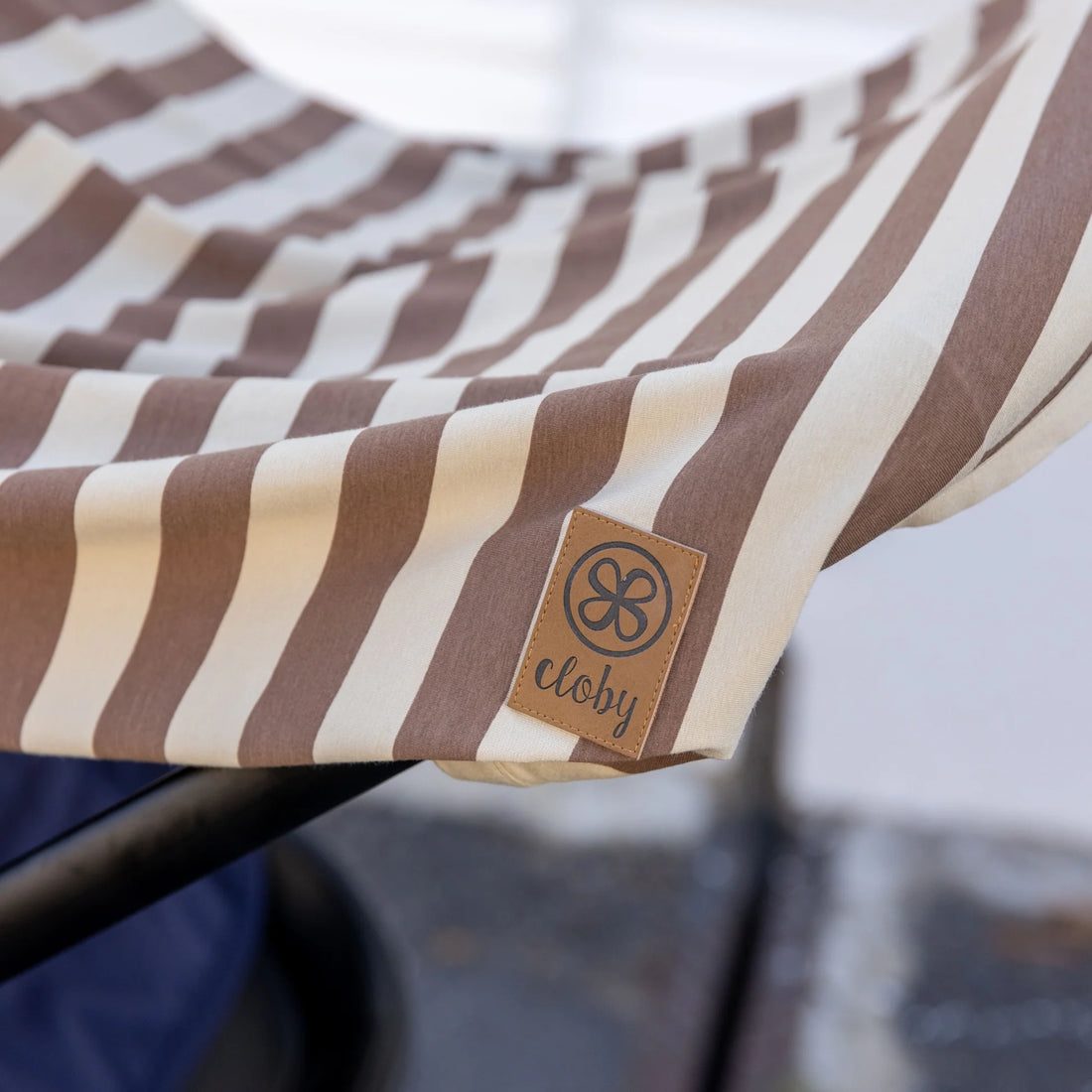 Cloby - Babydecke/ Sonnenschutz mit UV-Schutz 50 Streifen braun/ beige