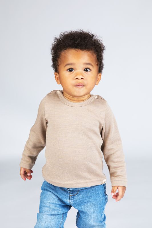 Engel - Baby Langarmshirt Merinowolle, beige