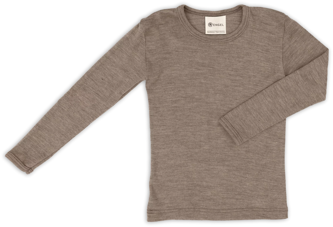 Engel - Kinder Langarmshirt Wolle/ Seide braun für Jungen & Mädchen