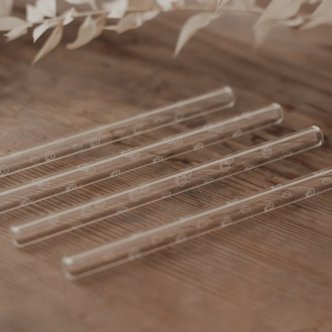 Strohhalme Smiloey aus Glas 13cm 4er Set