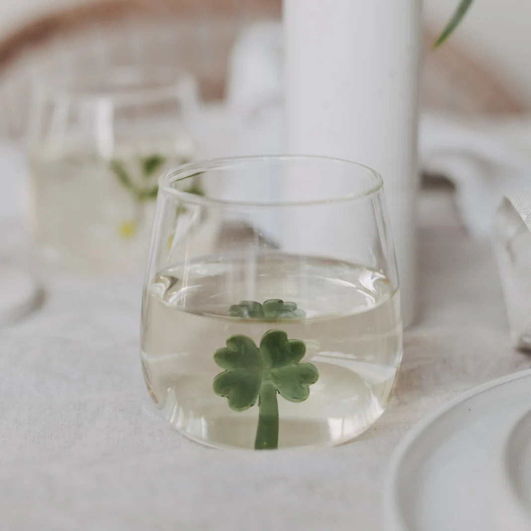 Eulenschnitt - Trinkglas Kleeblatt