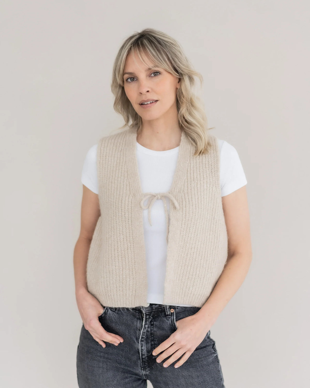 Halfen - Damen Strickweste Alpaka beige
