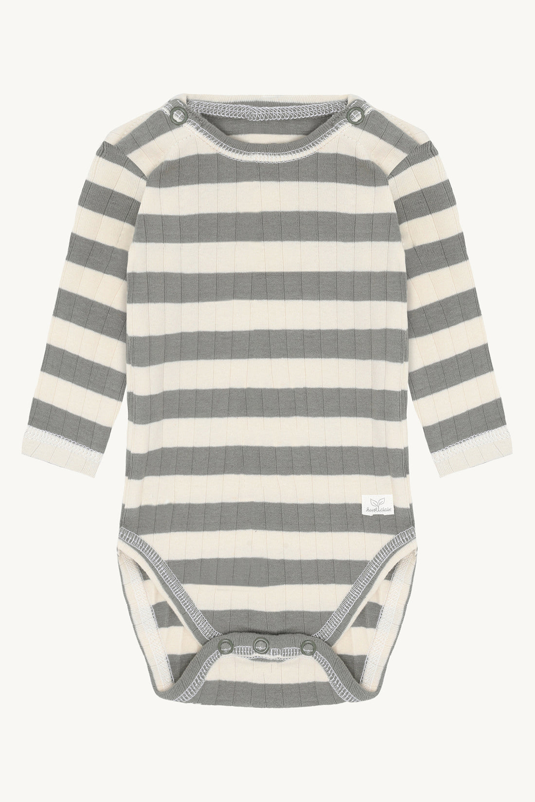 Hust & Claire - Baby Body Baumwolle (bio) Streifen hellgrau/ natur