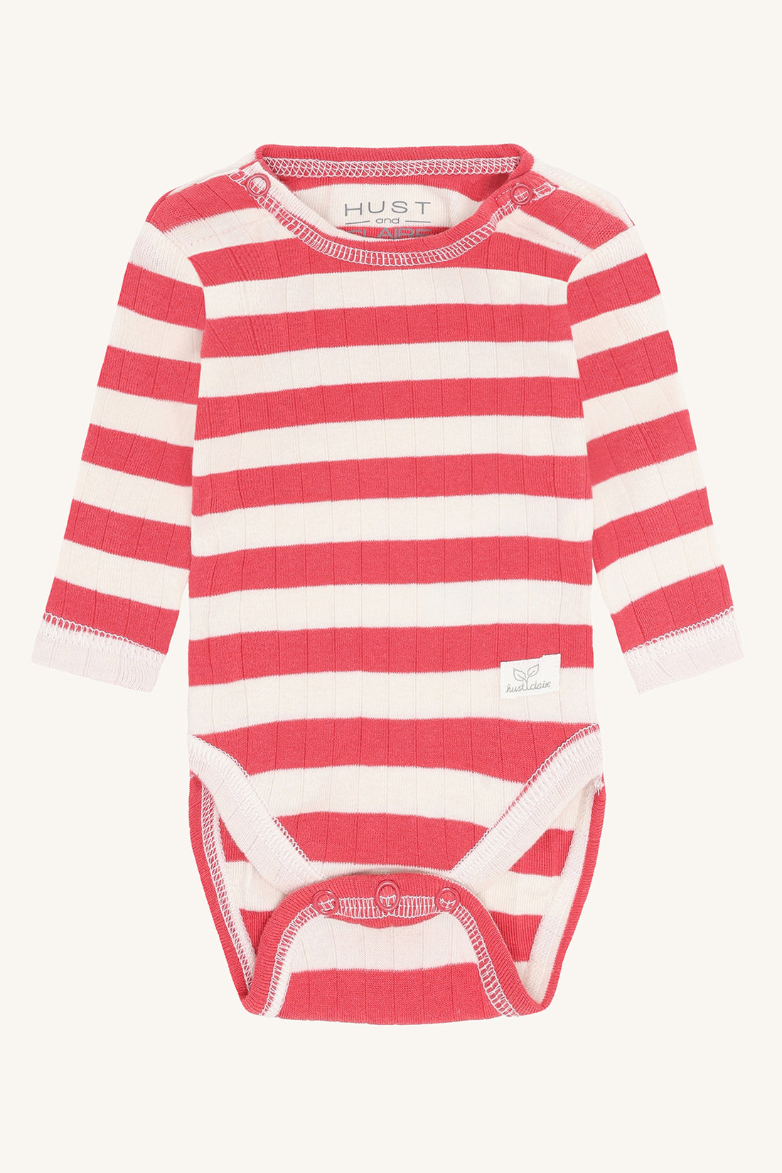 Hust & Claire - Baby Body Baumwolle (bio) Streifen rot/ natur