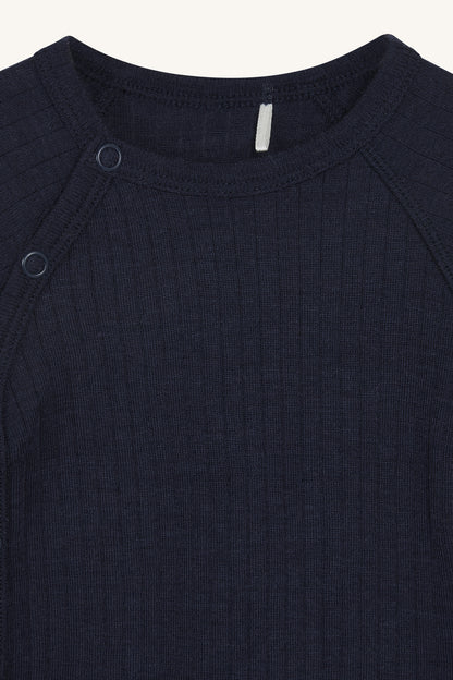 Hust &amp; Claire - Baby Wickelbody Wolle/ Seide dunkelblau