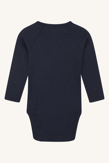 Hust &amp; Claire - Baby Wickelbody Wolle/ Seide dunkelblau