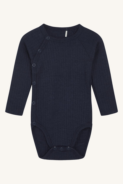 Hust &amp; Claire - Baby Wickelbody Wolle/ Seide dunkelblau