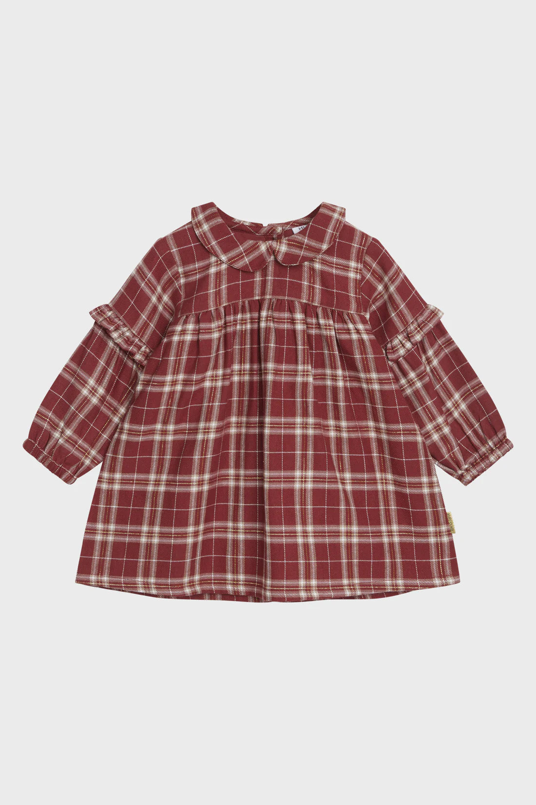 Langärmliges Kleid aus gewebter Baumwolle mit Karomuster