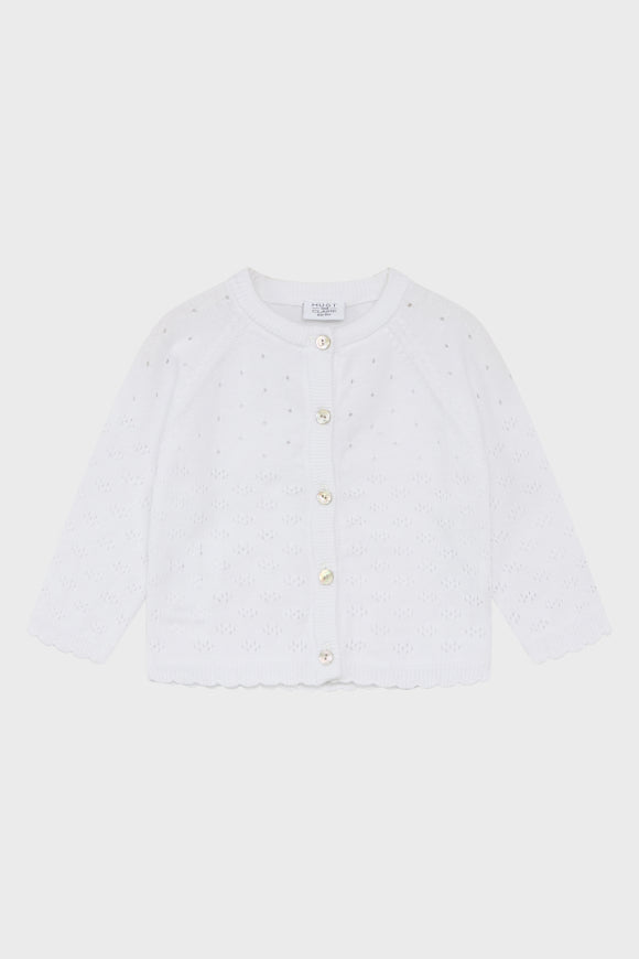 Gestrickte Strickjacke aus weicher Baumwolle mit Ösenmuster für Mädchen von Hust & Claire