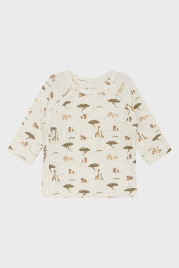 T-Shirt aus weicher gerippter Baumwolle mit Safari-Print oder Blumendruck von Hust &amp; Claire.