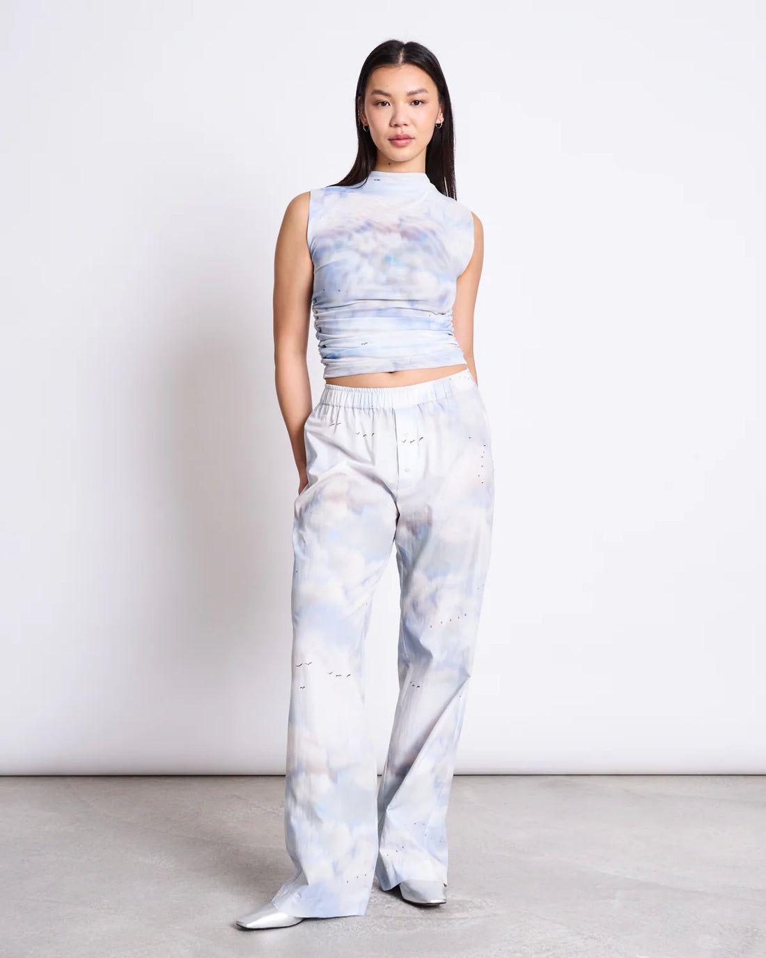 Jan ´n June - Ruffle Top Wolkenprint