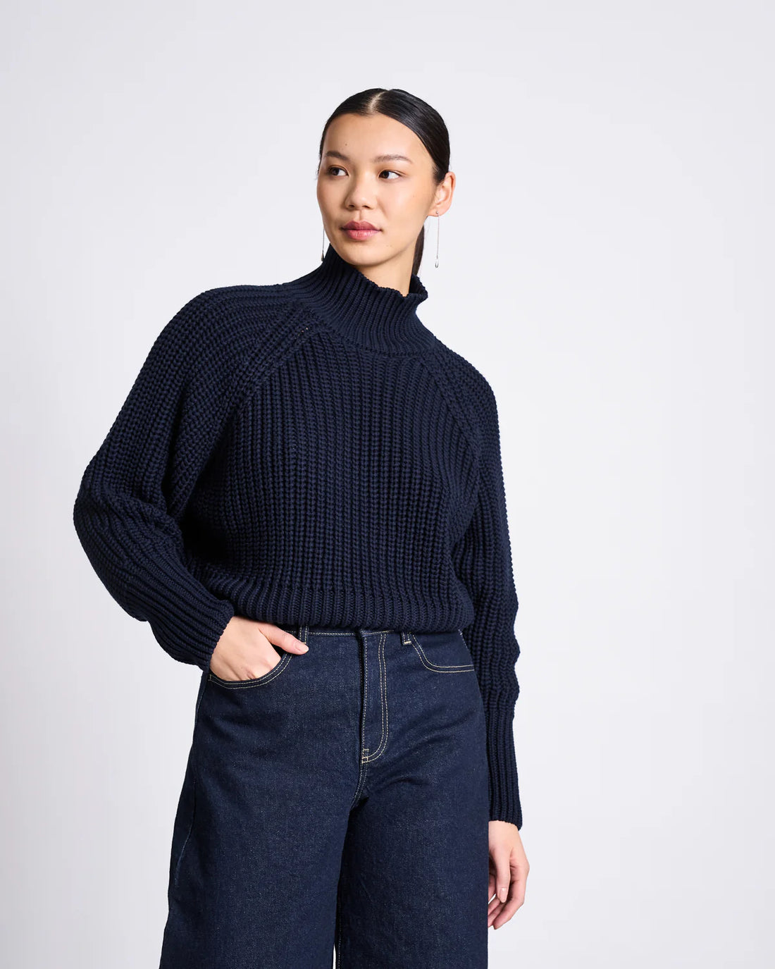 Jan ´n June - Damen Rollkragenpullover "Jumper" in navy blau für Frauen aus Baumwolle