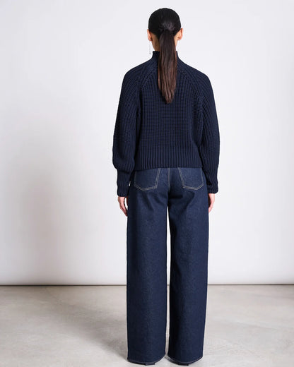 Jan ´n June - Damen Rollkragenpullover &quot;Jumper&quot; in navy blau für Frauen aus Baumwolle