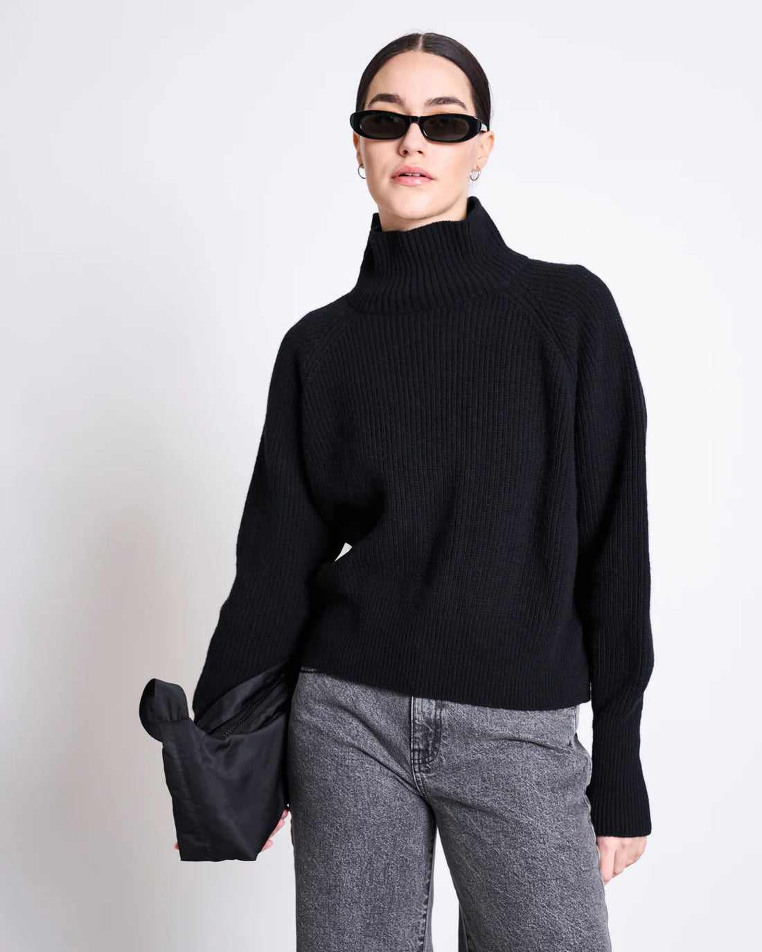 Jan ´n June - Damen Rollkragenpullover &quot;Jumper&quot; schwarz aus Lammwolle