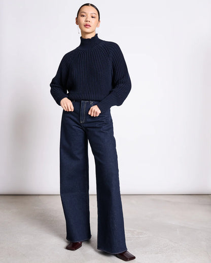 Jan ´n June - Damen Rollkragenpullover &quot;Jumper&quot; in navy blau für Frauen aus Baumwolle