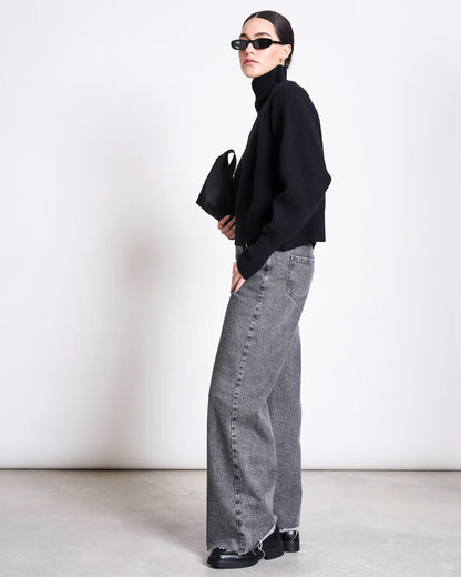Jan ´n June - Damen Rollkragenpullover &quot;Jumper&quot; schwarz aus Lammwolle