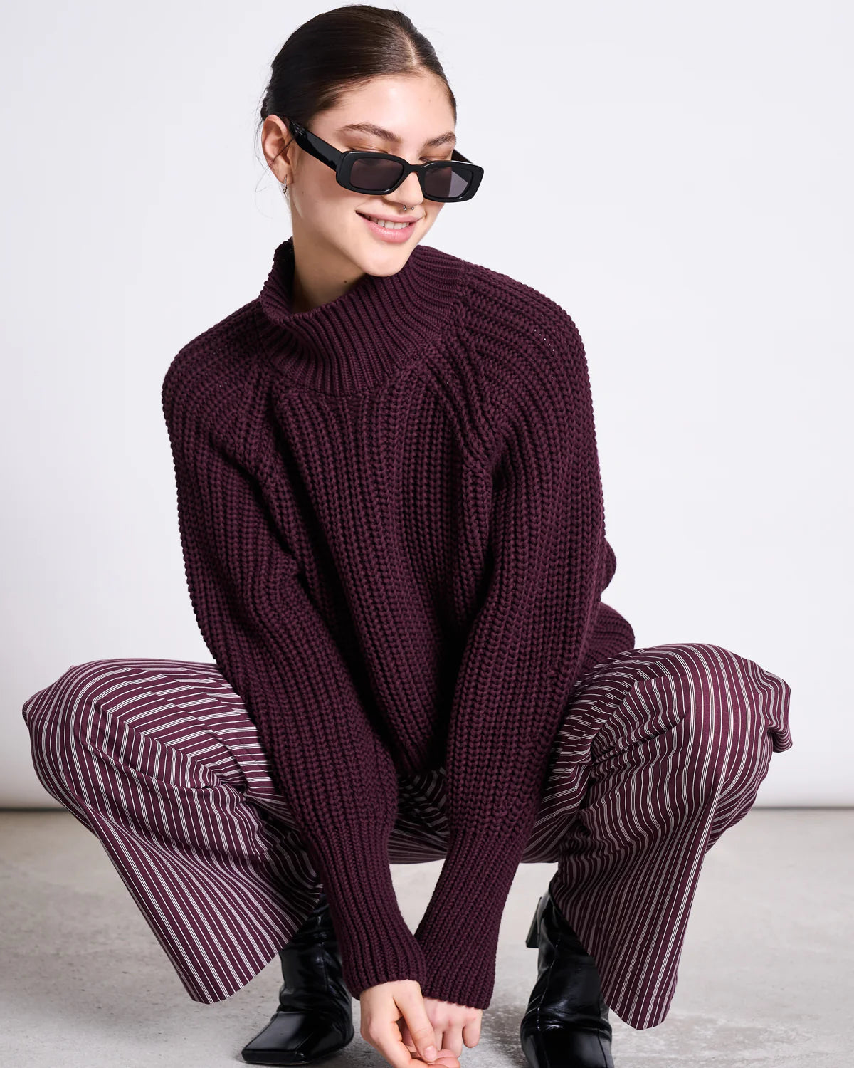 Jan ´n June - Damen Rollkragenpullover &quot;Jumper&quot; cherry für Frauen aus Baumwolle