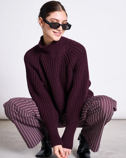 Jan ´n June - Damen Rollkragenpullover &quot;Jumper&quot; cherry für Frauen aus Baumwolle