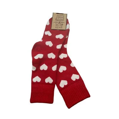 Jess &amp; Lou - Socken gerippt Happy Hearts rot