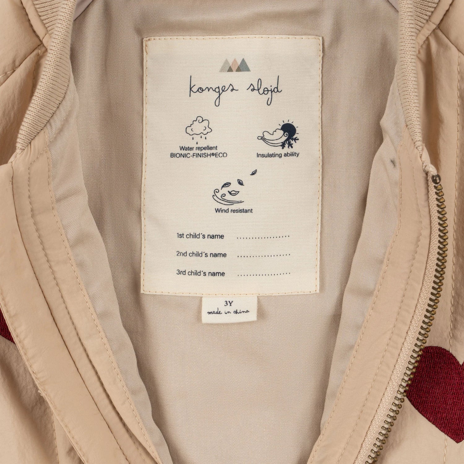 Konges Slojd - Kinder Bomberjacke Herzchen beige