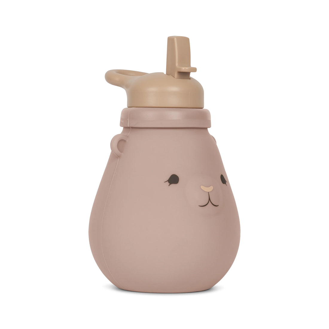 Trinkflasche im Teddy-Look aus Silikon in rosa von Konges Slojd.