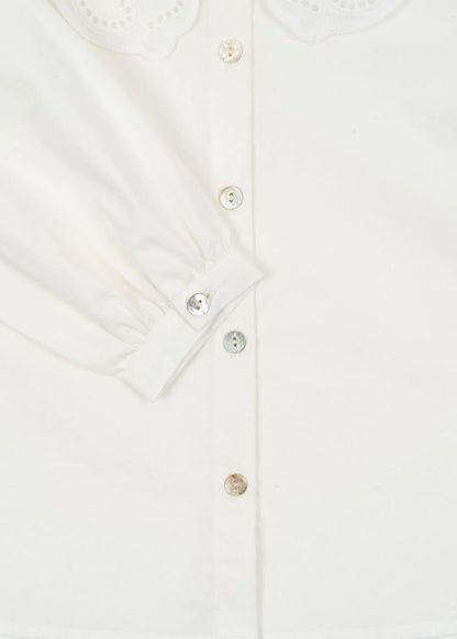 Konges Slojd - Baby/Kinder Bluse in weiß aus Baumwolle mit Perlmuttknöpfen