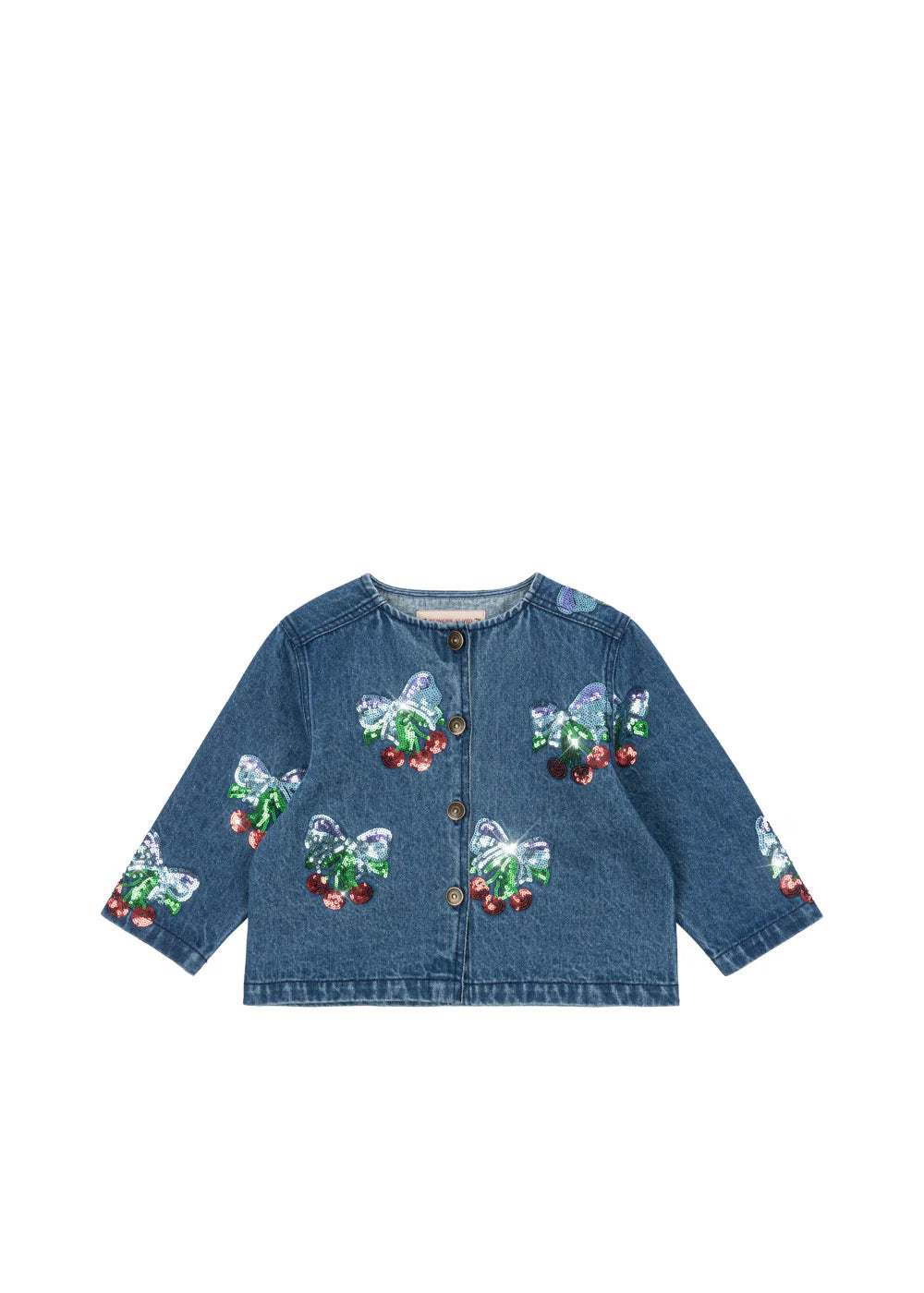 Konges Slojd - Baby Jeansjacke Kirsch-Schleifen für Mädchen aus Baumwolle