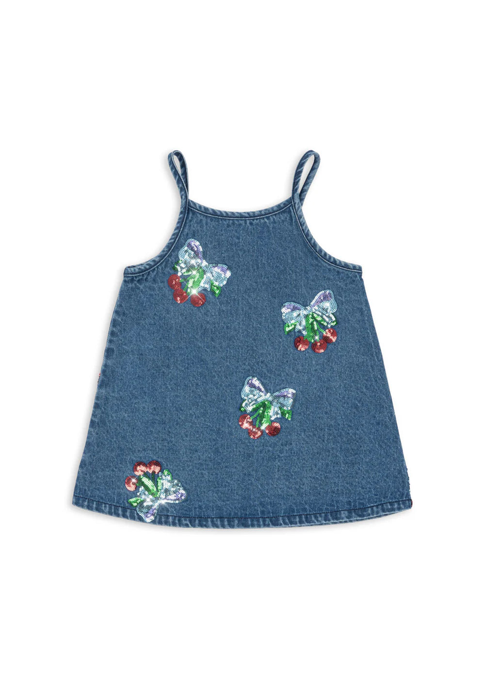 Konges Slojd - Kinder Jeanskleid Kirsch-Schleifen für Mädchen