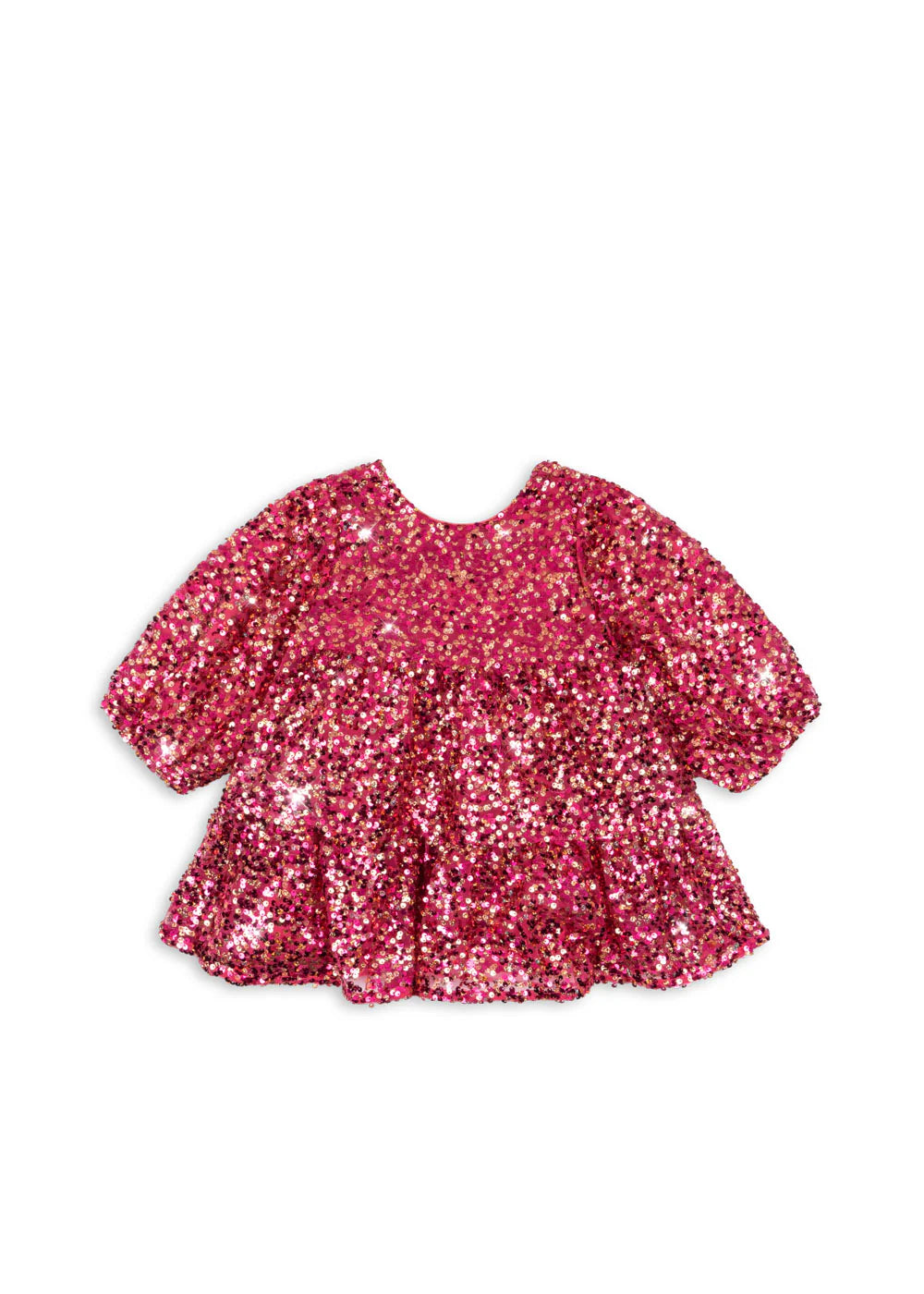 Konges Slojd - Kinder Kleid mit glitzernden Pailetten rosa mit Baumwolle