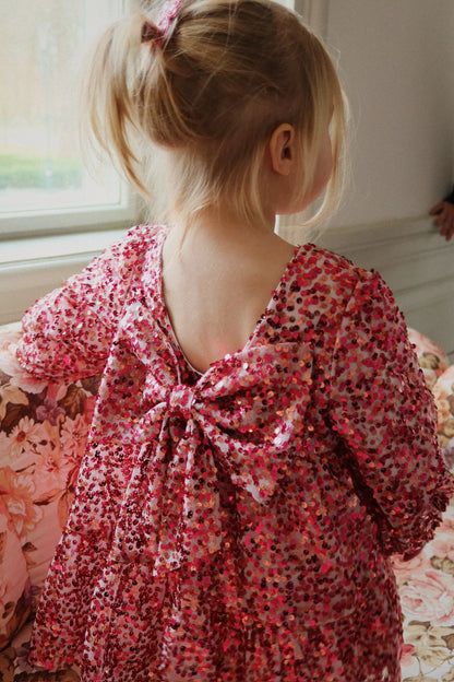 Konges Slojd - Kinder Kleid mit glitzernden Pailetten rosa aus Baumwolle