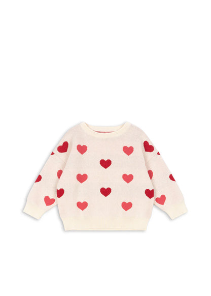Konges Slojd - Kinder Strickpullover &quot;Herzen&quot; beige für Mädchen