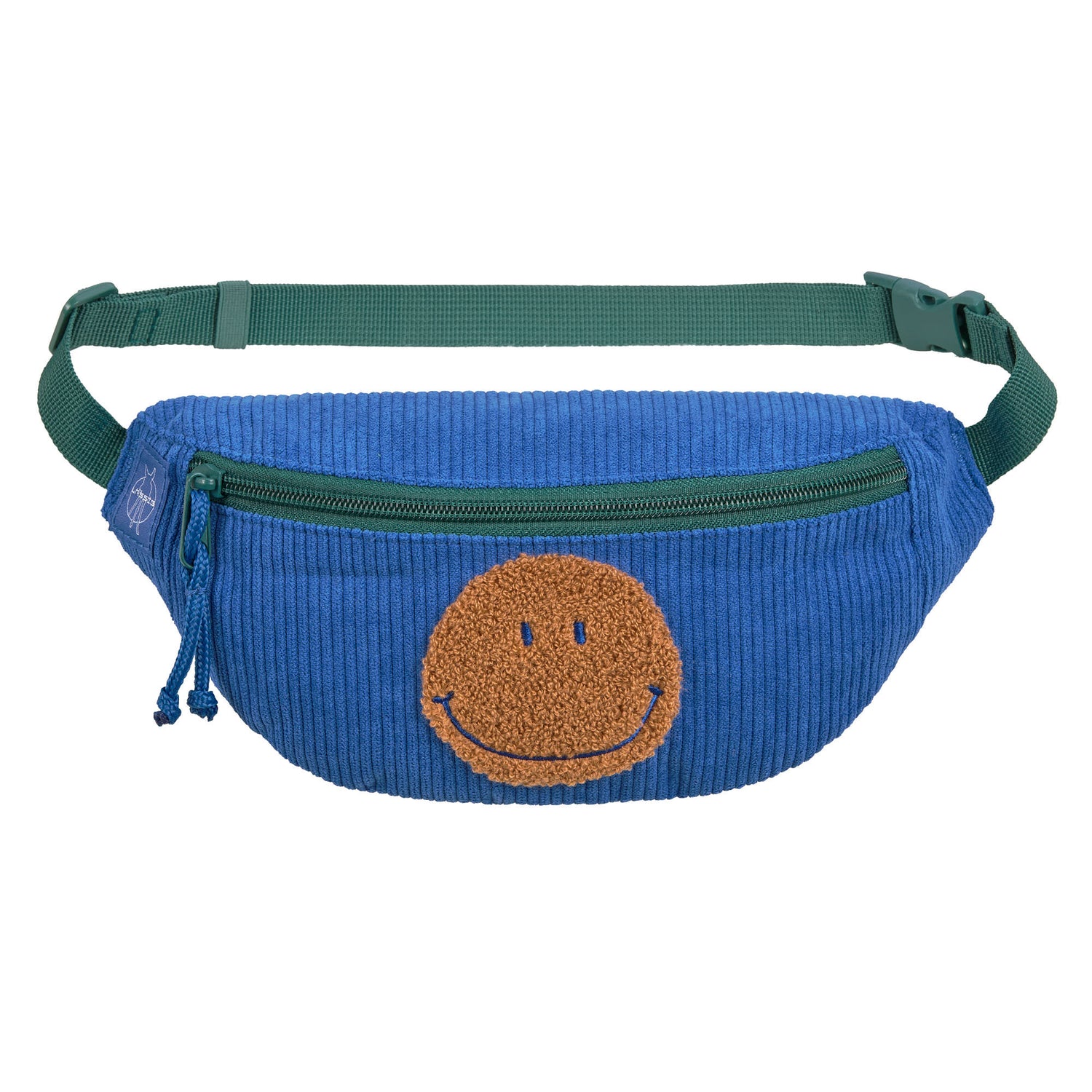 Lässig - Kinderbauchtasche aus Cord blau mit Smile