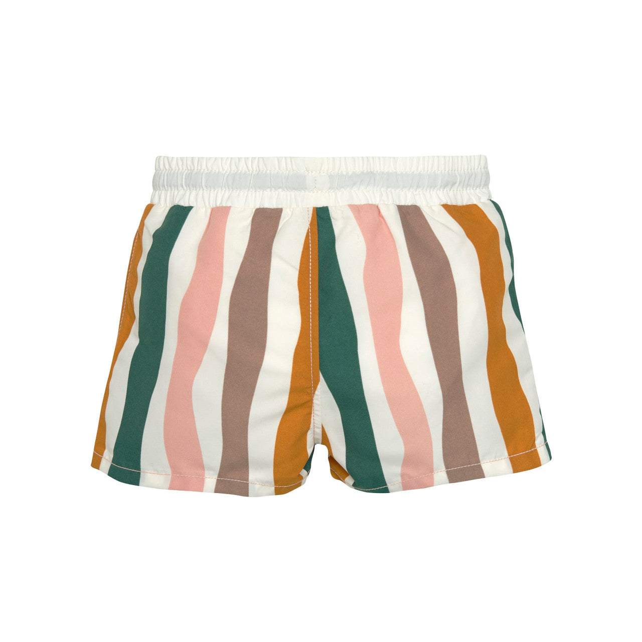 Die kurze, gestreifte Baby Badehose sorgt dank der integrierten Schwimmwindel, des breiten Bundes und der nahtlosen Verarbeitung im Inneren für ein angenehmes Tragegefühl und Badespaß. Obermaterial aus Polyester (recycelt).