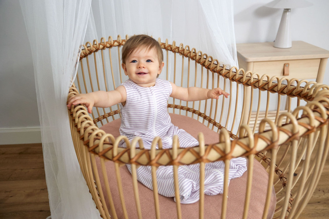 Lässig - Baby Sommerschlafsack GOTS Flieder gestreift