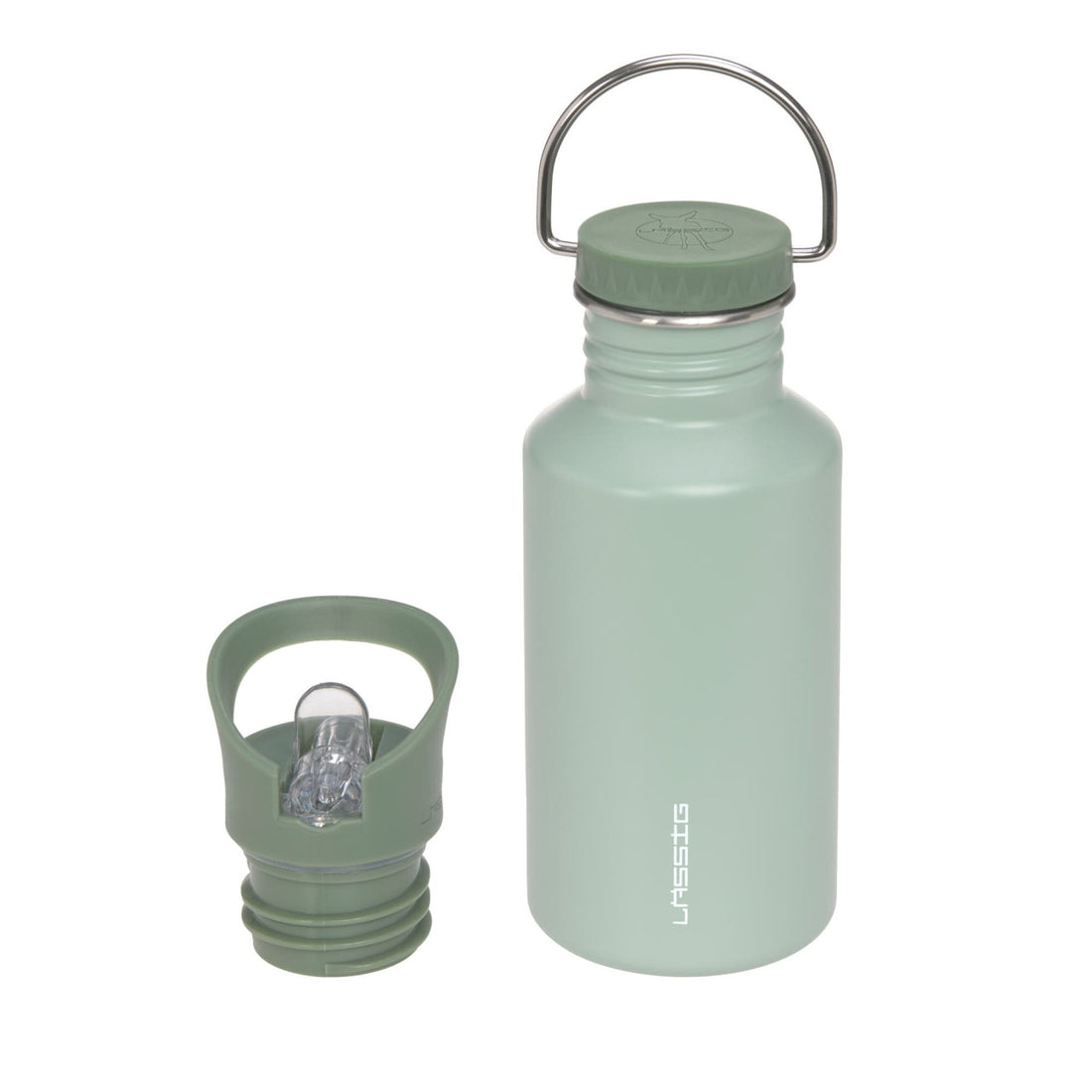 Die grüne Edelstahl Kinder Trinkflasche (500 ml) ist bruchfest, BPA-Frei und auslaufsicher.