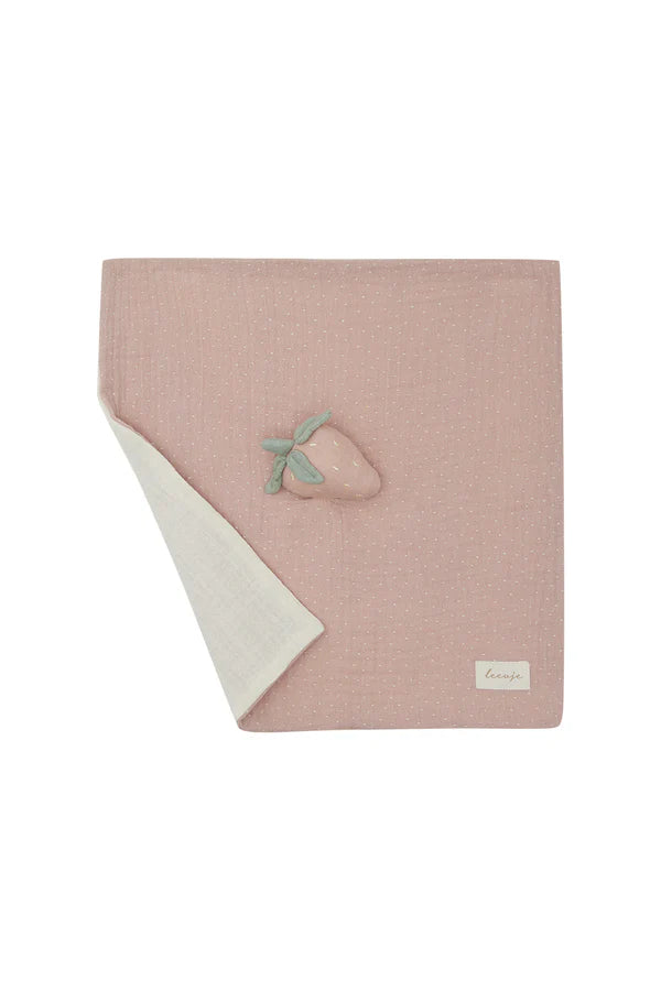 Leevje - Baby Kuscheltuch Erdbeere rosa